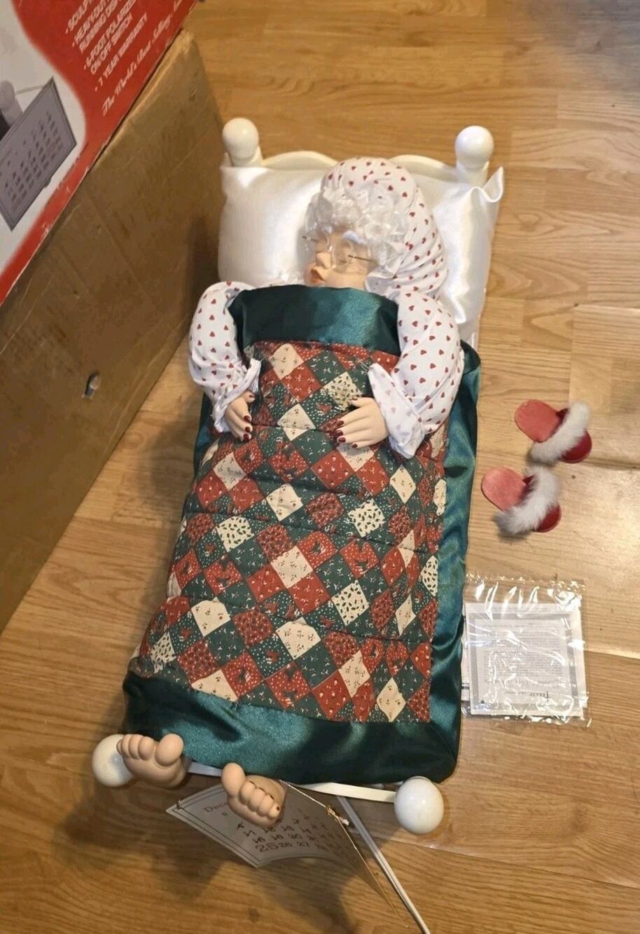 Vintage 1994 Telco Animated Sleeping Mrs Claus Snoring Whistling Movement Sound